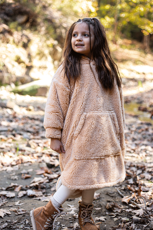 Heritage Çift Katlı Wellsoft Çocuk Giyilebilir Battaniye - Peluş Panço Oversize - ZTPUFBAT