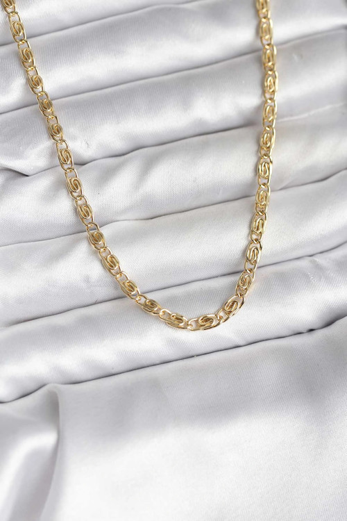14K Gold Renk Kaplama Zincir Model CM Kadın Kolye - TJ-BKO10732