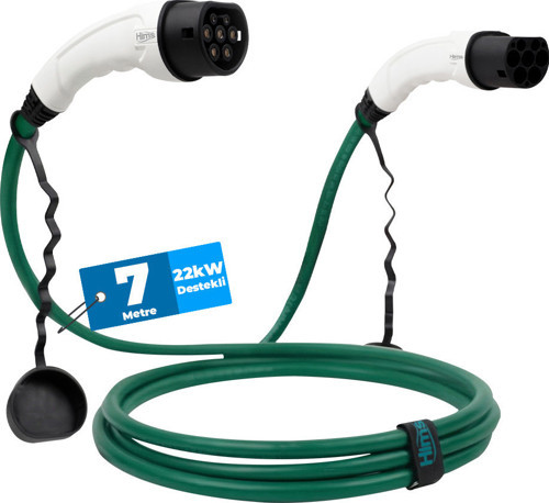 EMEF-22T2-YB-7 22kW Tip 2 Soketli Yeşil 7m Elektrikli Araç Şarj Kablosu