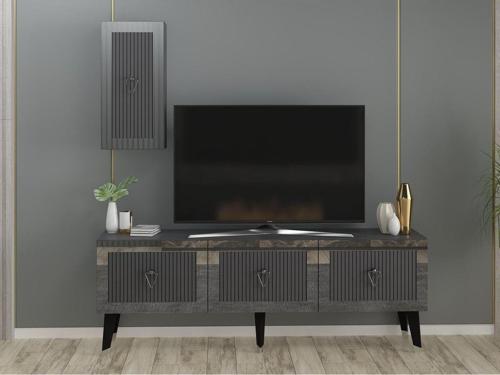 Lazer Desenli 150 cm Bare Tv Ünitesi Antrasit - Gümüş