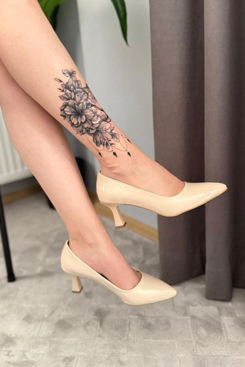 Kadın Sity Bej Rugan 6 cm İnce Topuklu Stiletto