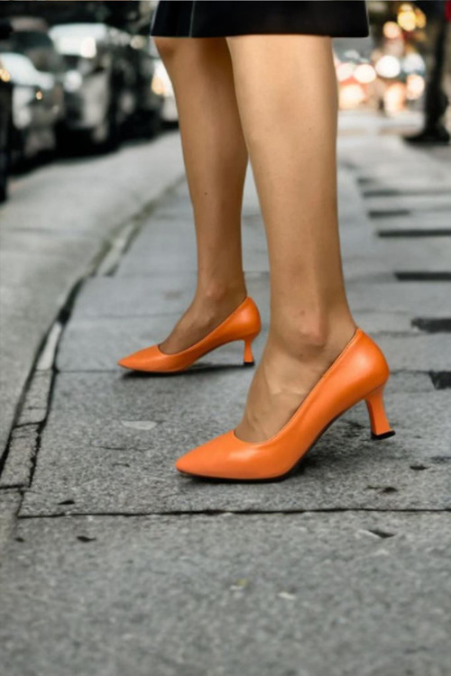 Kadın Sity Turuncu 6 cm İnce Topuklu Stiletto