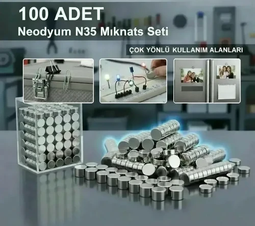 100 Lü 8X3Mm Yuvarlak Neodyum Mıknatıs