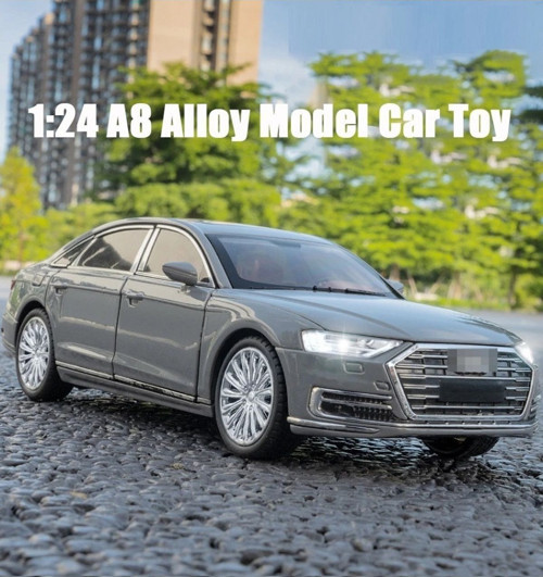 Audi A8 Long Quattro Tarzı 1:24 Metal Araba Diecast Audı 6 Kapı Bagaj Kaput Koleksiyon Model Gri