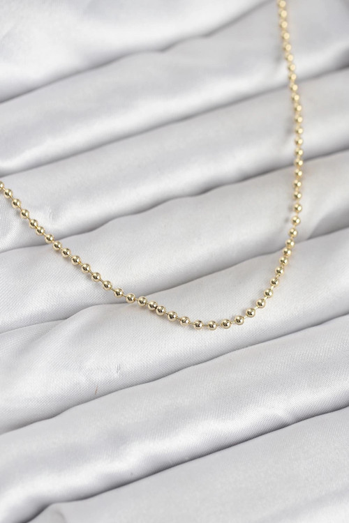 CM 14K Gold Renk Top Zincirli Model 60 cm Kadın Kolye