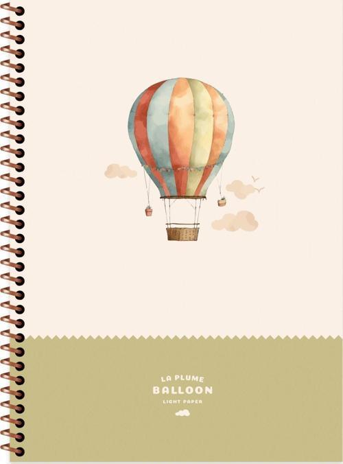 Çizgili Spiralli Sert Kapak Defter La Plume Balloon Yeşil 20x28