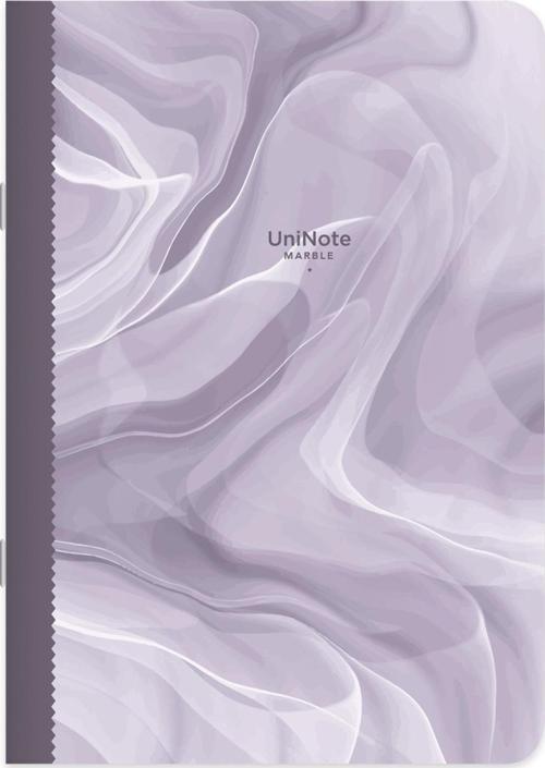 Düz Tel Dikişli Kuşe Kapak Uninote Marble Defter Mor 18,5x26