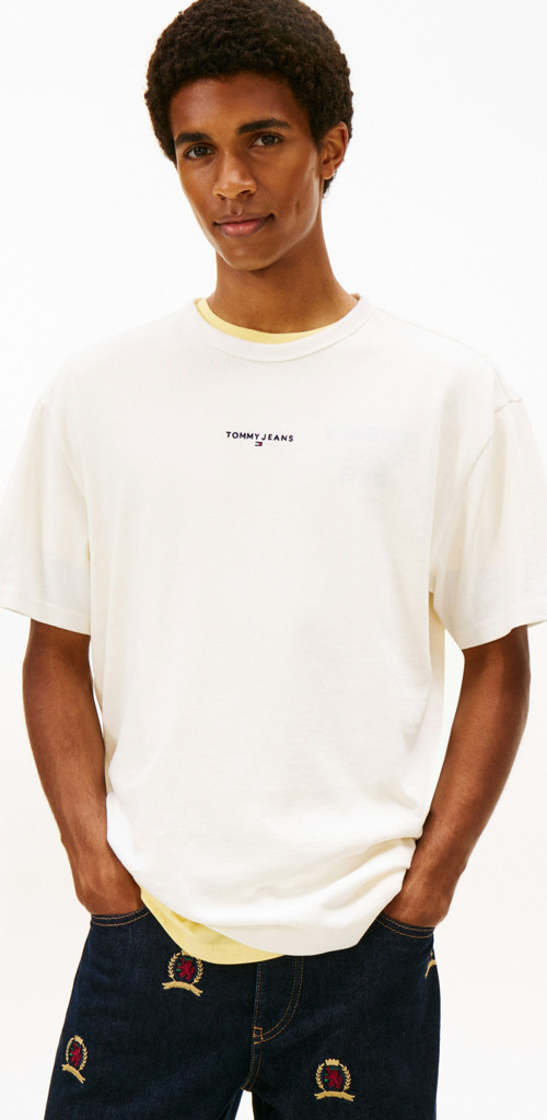 TJM RLX LINEAR LOGO TEE Erkek Beyaz T-Shirt - DM0DM21110