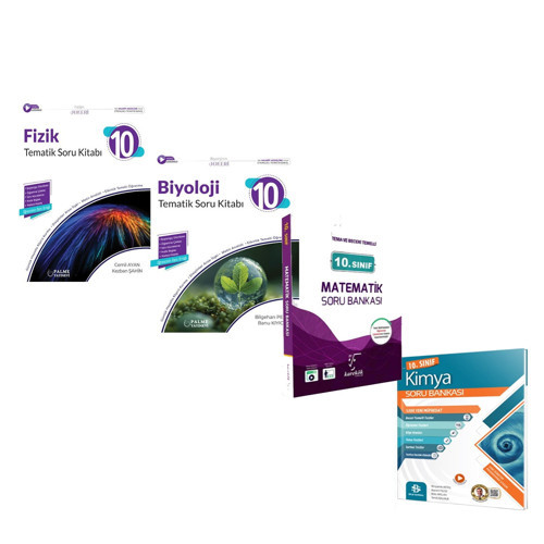 10. Sınıf Palme Fizik ile Biyoloji Karekök Matematik ve Bilgi Sarmal Kimya Soru Bankası Seti 4 kitap