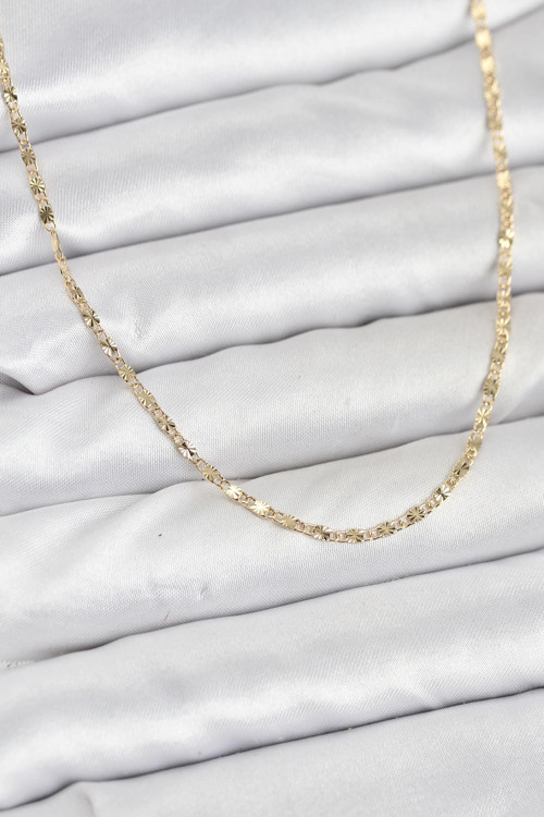 CM 14K Gold Renk Lazer İnce Zincirli Kadın Kolye - EBJ260207W39392