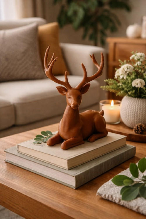 Dekoratif Geyik Biblo | Ev & Ofis İçin Şık Masa ve Salon Süsü