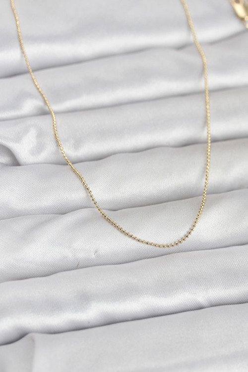 CM 14K Gold Renk İnce Top Zincirli 60 cm Kadın Kolye - EBJ260207W39409