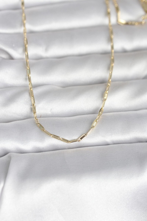 CM 14K Gold Renk İnce Ataç Zincir Model 60 cm Kadın Kolye - EBJ260207W39449