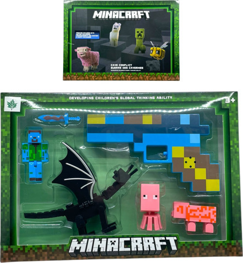 Minecraft Temalı Sesli Tabancası Olan 6 Parça Figür oyuncak