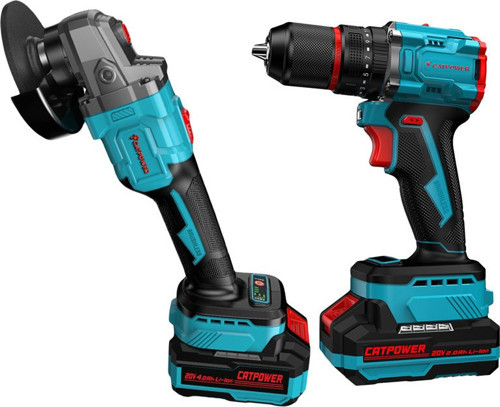 E1030 Kömürsüz Li-Ion Akülü 2'li Kombo Set Matkap ve Avuç Taşlama 20V 4.0AH+2.0AH