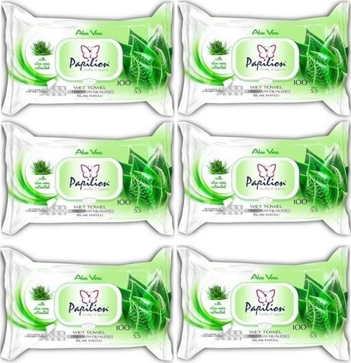 Islak Havlu 100 Yaprak Aloevera 6'Lı Set