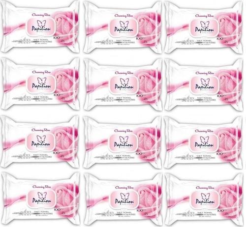 Islak Havlu Mendil 100 Yaprak Gül/Rose 12 Li Set