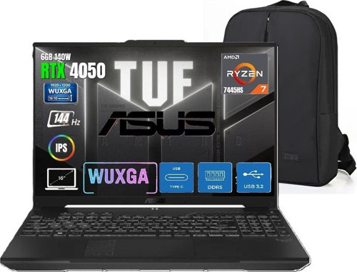 Tuf Gaming A16 FA607NUG Amd RYZEN7-7445HS 12GB 2tb SSD RTX4050-6GB 140W 16" Wuxga 144Hz Windows 11 Pro Taşınabilir Bilgi