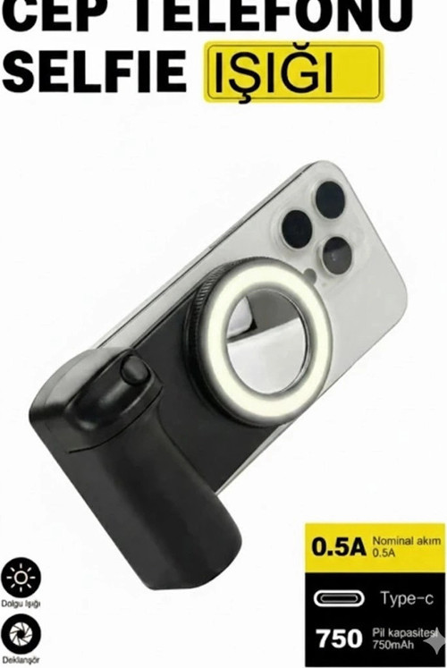 Bluetooth Manyetik Telefon Yapıştırma Kavrama Halka Dolgu Işığı ile Magsafe Selfie Klips