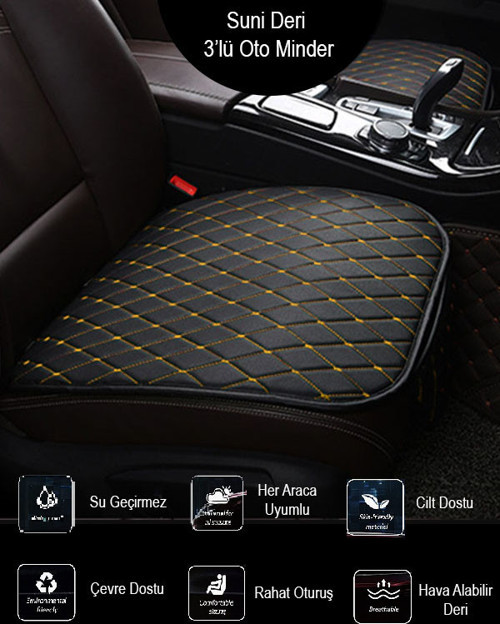 Seat Leon Takım Koltuk Minderi Siyahderi Sarıdikiş
