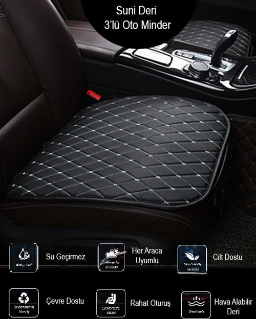 Bmw 1 Ön Ve Arka Takım Koltuk Minderi Siyah Deri Beyaz Dikişli