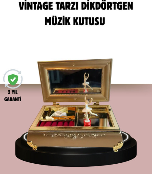 Balerinli Müzikli Takı Kutusu Piyano Tasarım Kız Çocuk Hediyelik - FKU4952-1563
