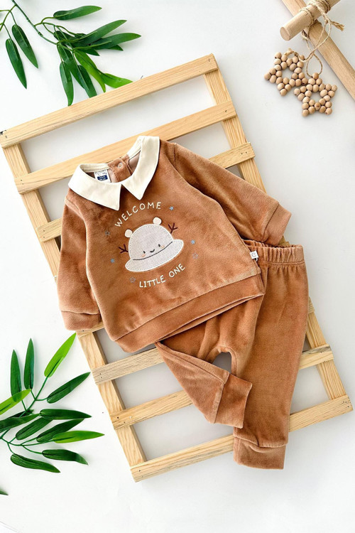 (3-12 Ay) Welcome Kedife Erkek Bebe 2 Li Takım - Taba