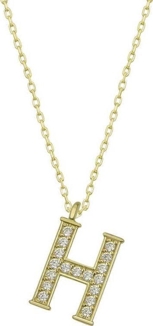 925 Ayar Gümüş Gold H Harfi Kadın Gümüş Kolye