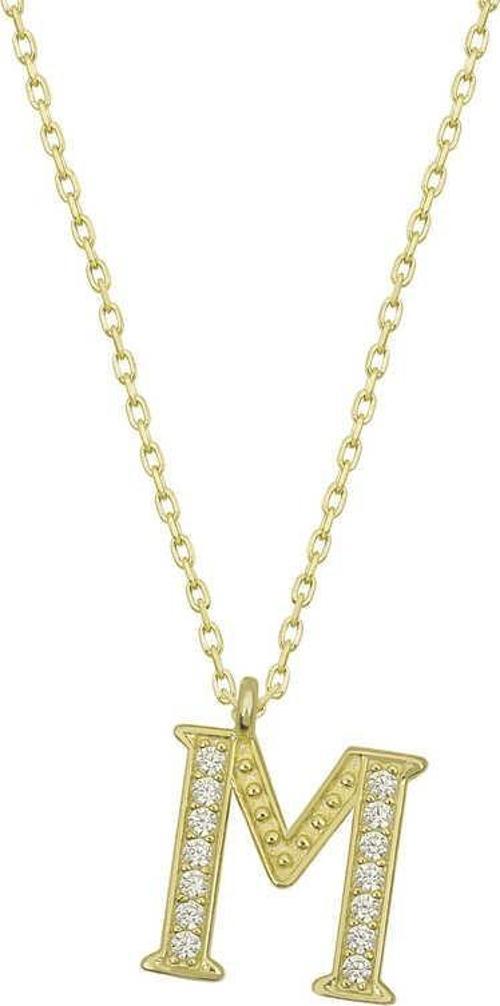 925 Ayar Gümüş Gold M Harfi Kadın Gümüş Kolye