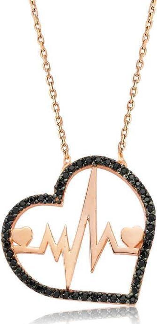 925 Ayar Gümüş Kalp Ritmi Kadın Gümüş Kolye