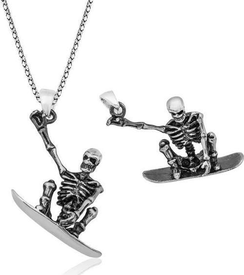 925 Ayar Gümüş Kuru Kafa Gümüş Kolye