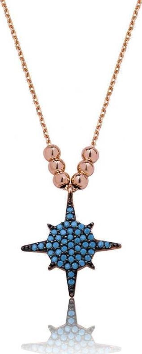 925 Ayar Gümüş Mavi Yıldız Kadın Gümüş Kolye