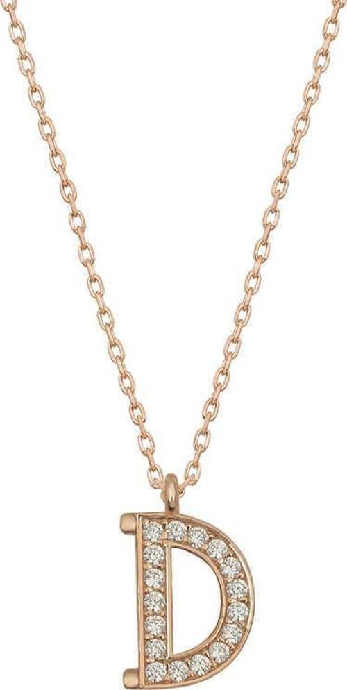 925 Ayar Gümüş Rose D Harfi Kadın Gümüş Kolye