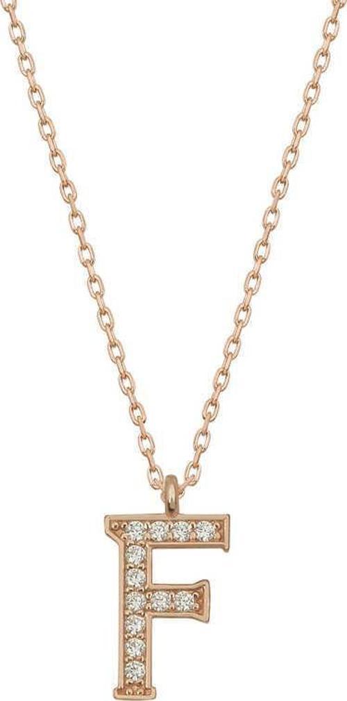 925 Ayar Gümüş Rose F Harfi Kadın Gümüş Kolye