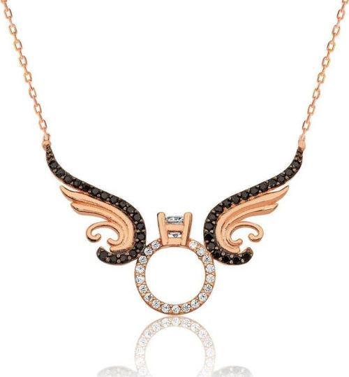 925 Ayar Gümüş Tek Taş Melek Kadın Gümüş Kolye