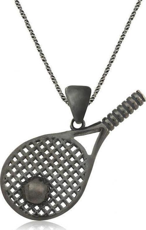 925 Ayar Gümüş Tenis Raketi Unisex Gümüş Kolye