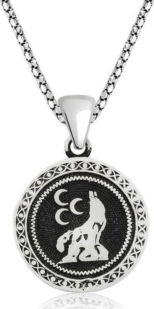 925 Ayar Gümüş Üç Hilal Kurt Gümüş Kolye