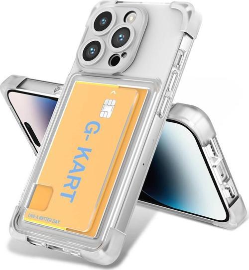 iPhone 14 Pro Max Uyumlu Kılıf Airbag Tasarımlı Şeffaf Kartlıklı  G-Kart Kapak