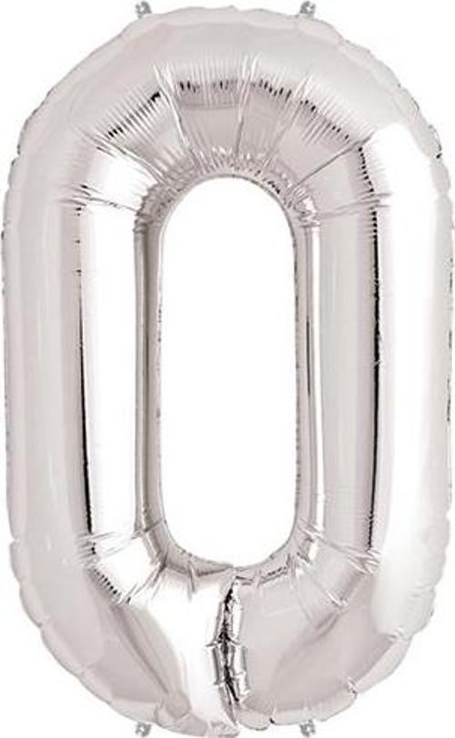 Parti Aksesuar 0 Rakam Folyo Balon Gümüş  40 inç