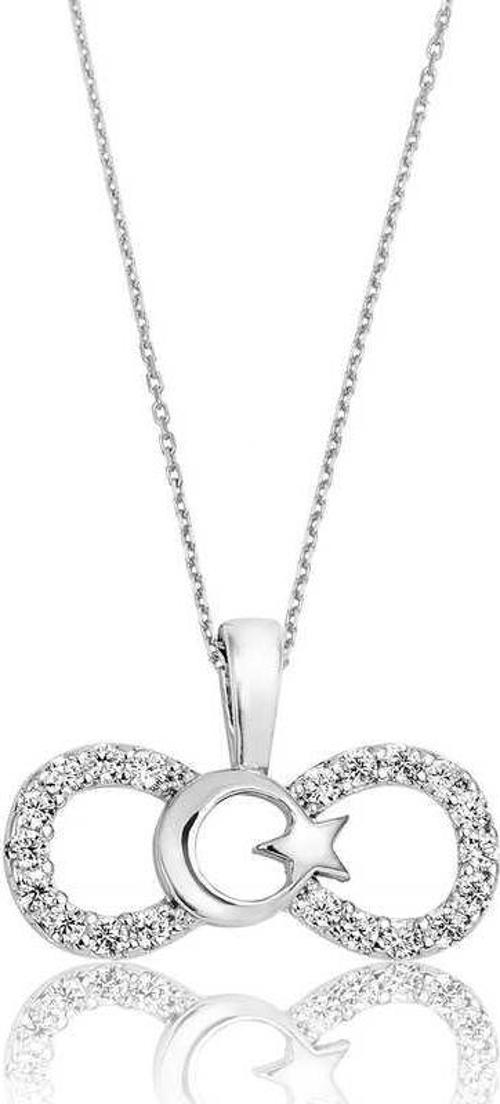 925 Ayar Gümüş Sonsuzluk Ay Yıldız Kadın Gümüş Kolye