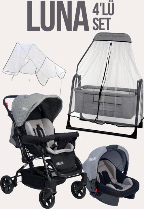 Luna 4'Lü Set Bebek Arabası Puset Beşik Bebek Arası Yağmurluğu