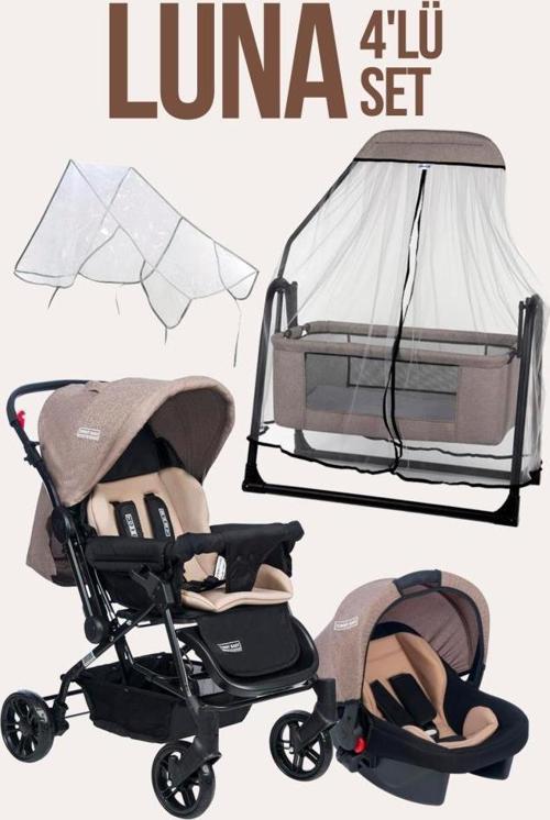 Luna 4'Lü Set Bebek Arabası Puset Beşik Bebek Arası Yağmurluğu
