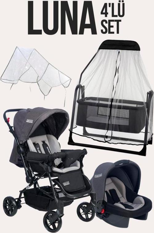 Luna 4'Lü Set Bebek Arabası Puset Beşik Bebek Arası Yağmurluğu