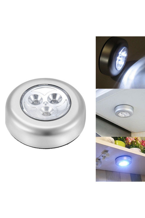 Kablosuz Spot Pilli Dokunmatik Led Lamba 3 Ledli Dolap Lambası GO-53-vice 00868