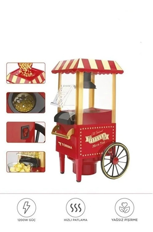Yağsız Mısır Patlatma Popcorn Makinesi Kırmızı