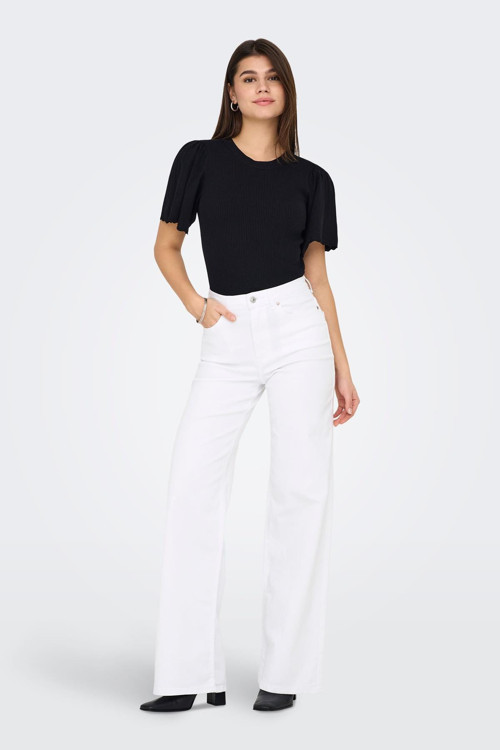 Kadın Yüksek Bel Wide Leg Crop Jean Pantolon - Madison Blush