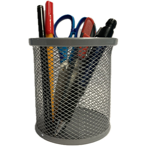Kalemlik Metal Perforeli Silindir Silver (12 Li Paket)