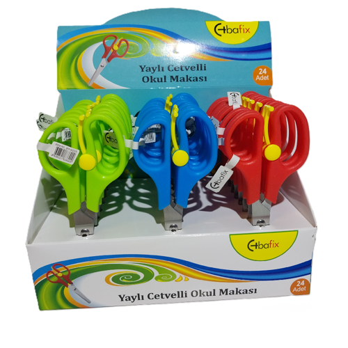 Okul Makası Cetvelli Yaylı 13,3 Cm (24 Lü Paket)