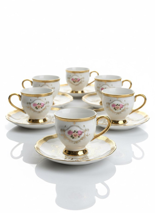 Fleur Yaldızlı 6 Kişilik Fincan Takımı P/POR-102092