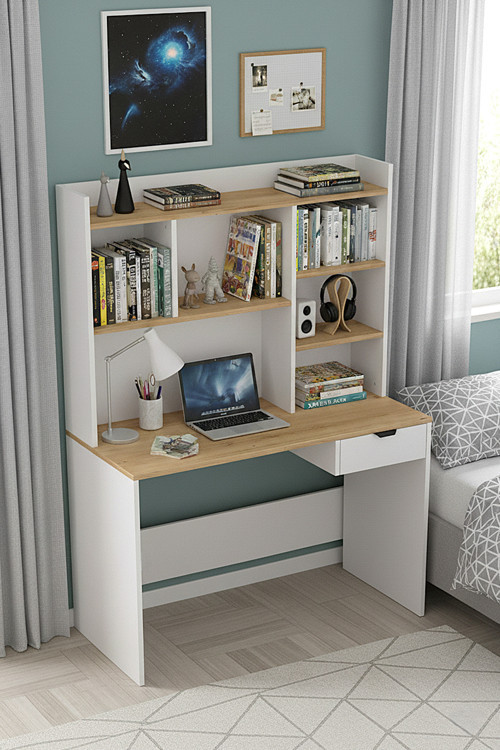 Harmony Raflı, Çekmeceli Çalışma Masası Beyaz - Cadiz